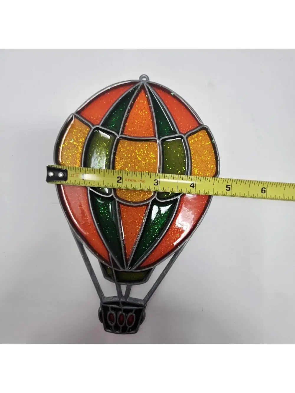 2 Vntg Multicolor Plexiglass Acrylic Hot Air Balloon Suncatchers Ornaments 7.25